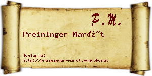 Preininger Marót névjegykártya